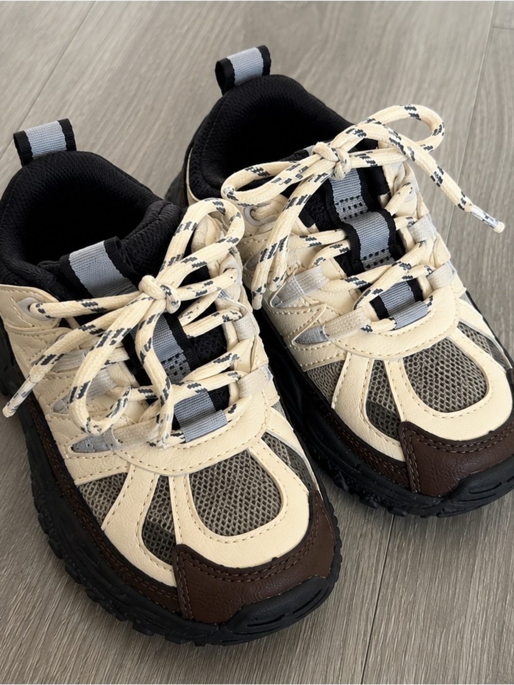 Zara Cream, Brown & Black Toddler Athletic Sneakers